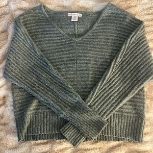 Sincerely Jules Ribbed Green V-Neck Sweater